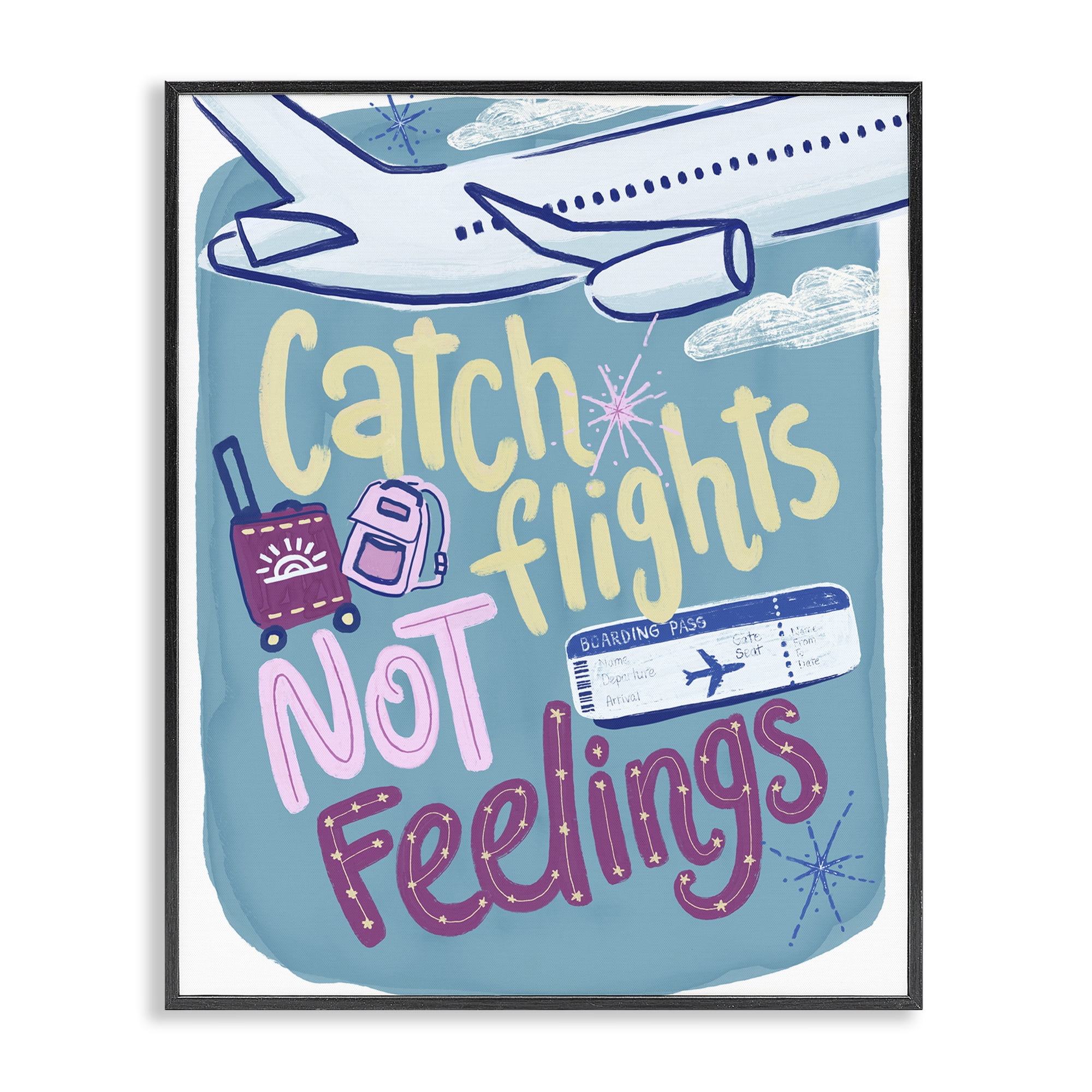 Stupell Industries Catch Flights Not Feelings Black Framed Giclee Art, design by Connie Summers