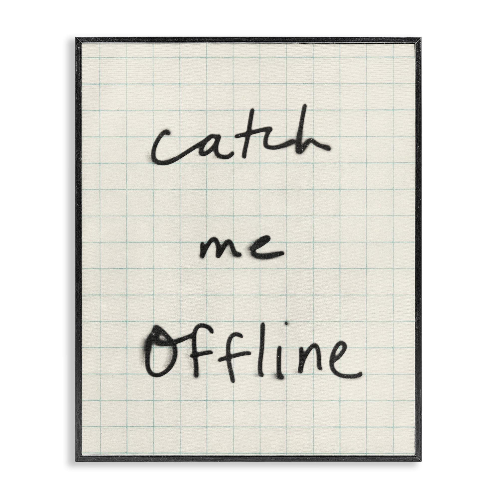Stupell Industries Catch Me Offline Scrawl Black Framed Giclee Art, design by Victoria Barnes