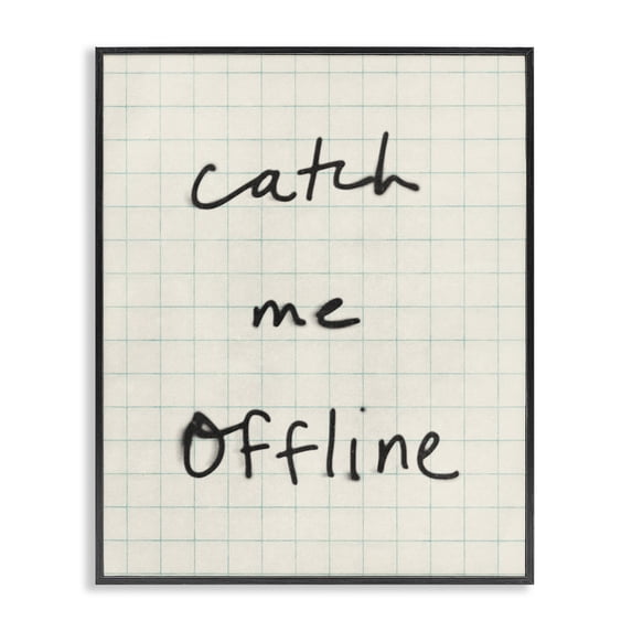 Stupell Industries Modern Catch Me Offline Scrawl Black Framed Giclee Art, 11 x 14, by Victoria Barnes