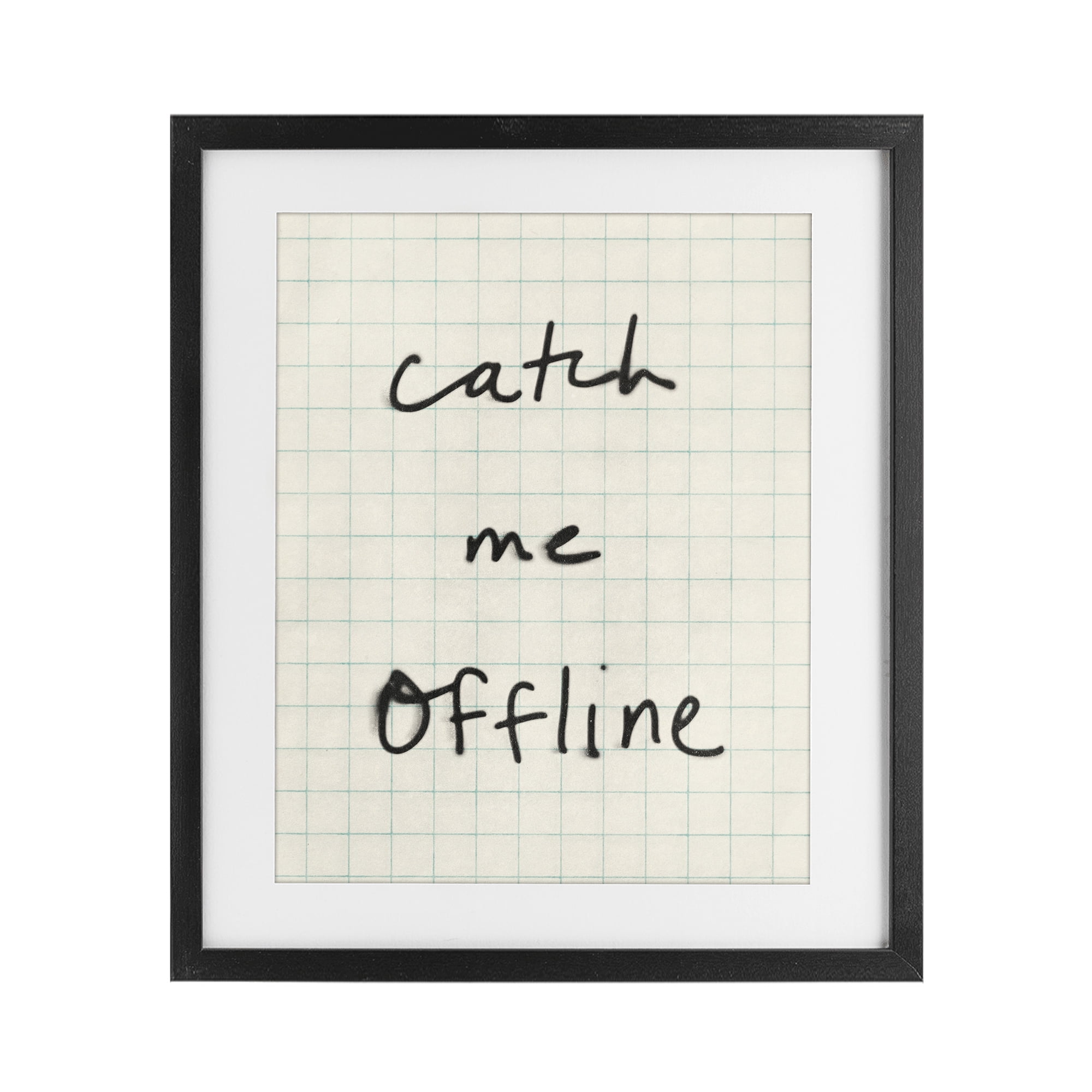 Stupell Industries Catch Me Offline Scrawl Black Framed Print Under Glass, design by Victoria Barnes