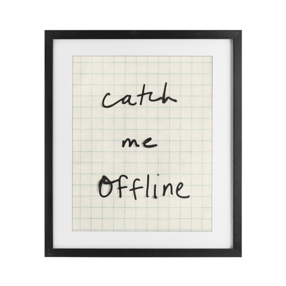 Stupell Industries Modern Catch Me Offline Scrawl Black Framed Print Under Glass, 13 x 16, by Victoria Barnes