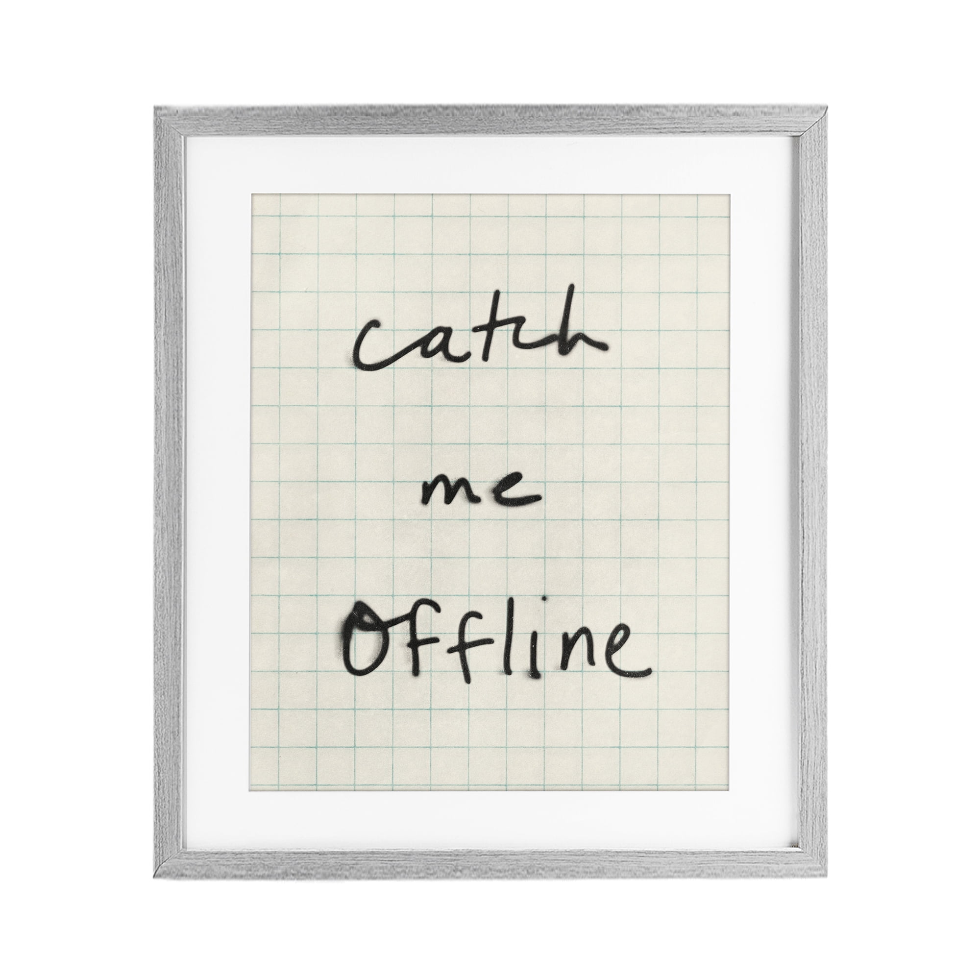 Stupell Industries Catch Me Offline Scrawl Gray Framed Print Under Glass, design by Victoria Barnes