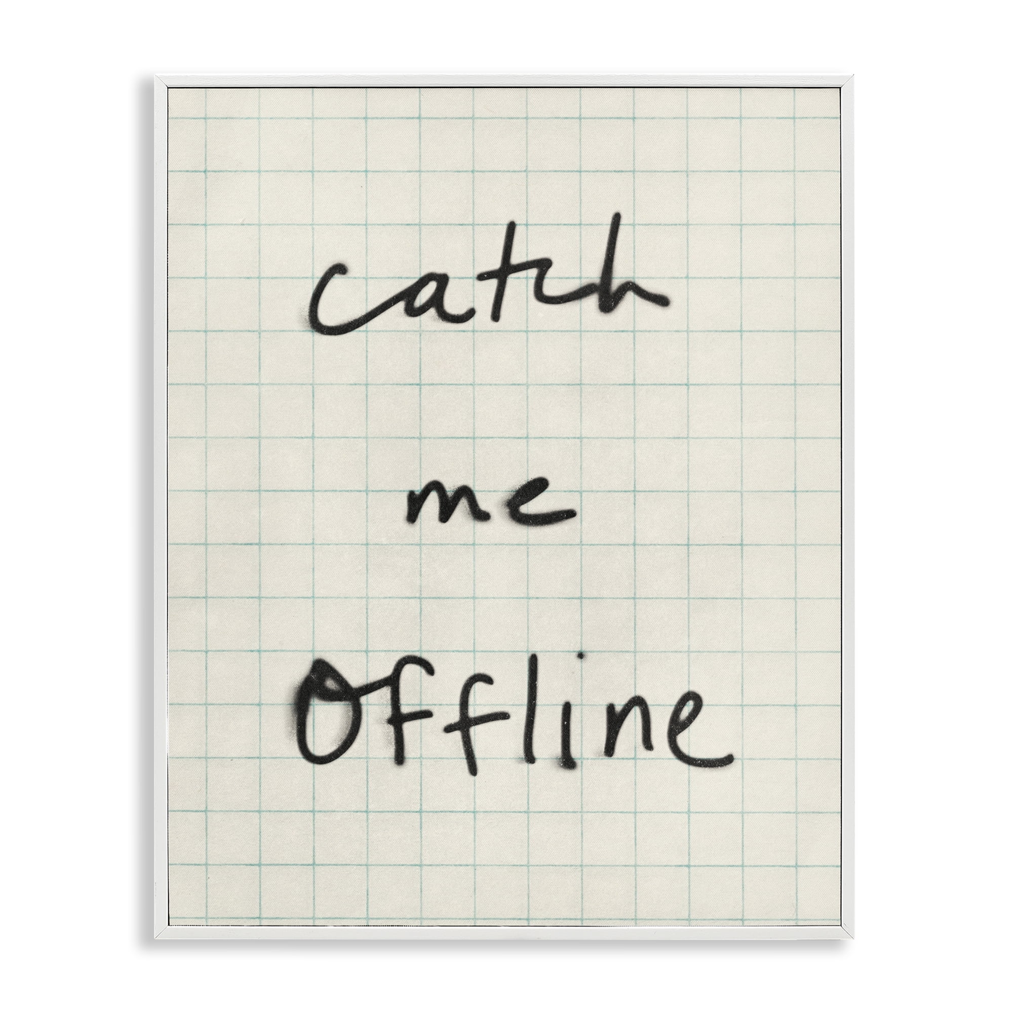 Stupell Industries Catch Me Offline Scrawl White Framed Giclee Art, design by Victoria Barnes