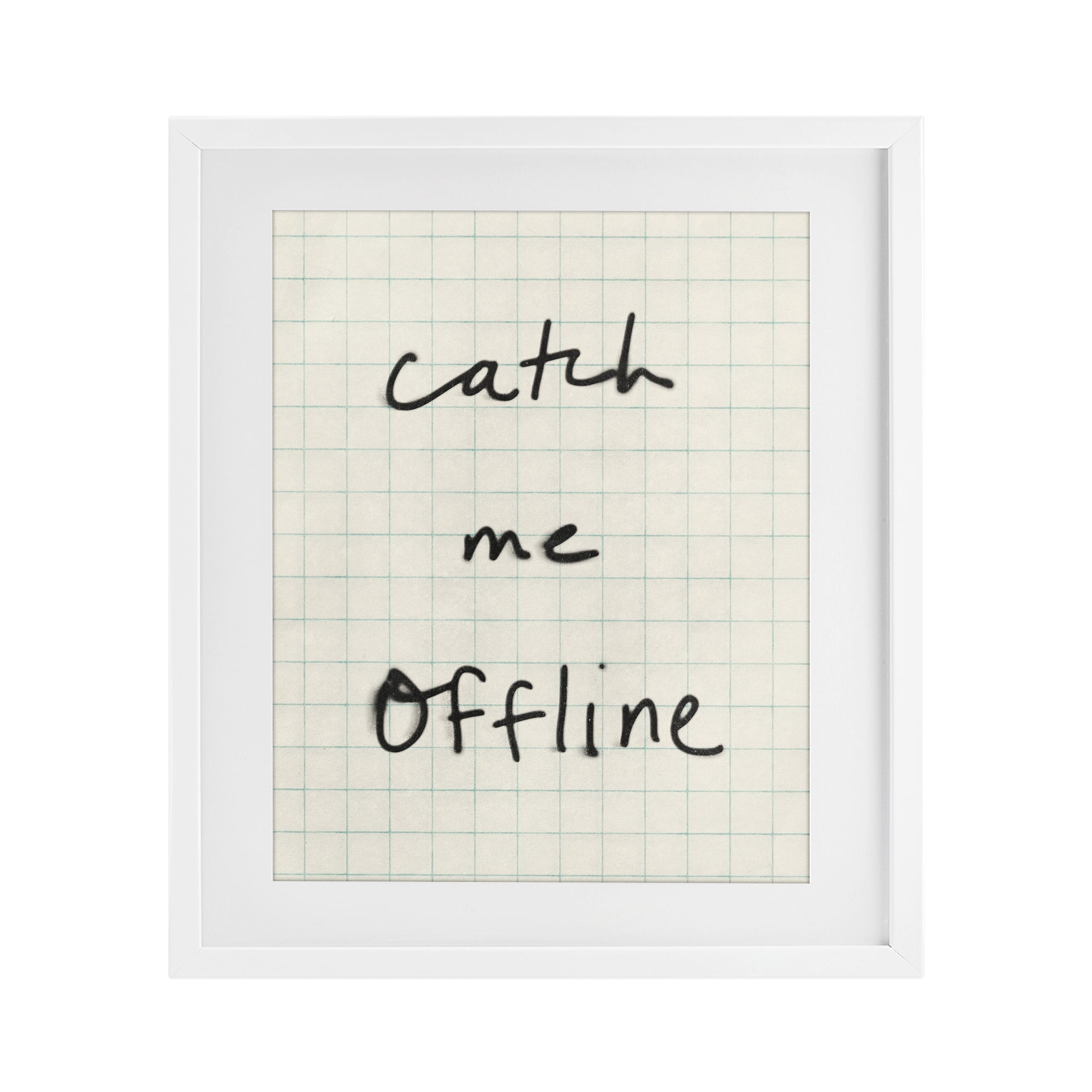 Stupell Industries Catch Me Offline Scrawl White Framed Print Under Glass, design by Victoria Barnes