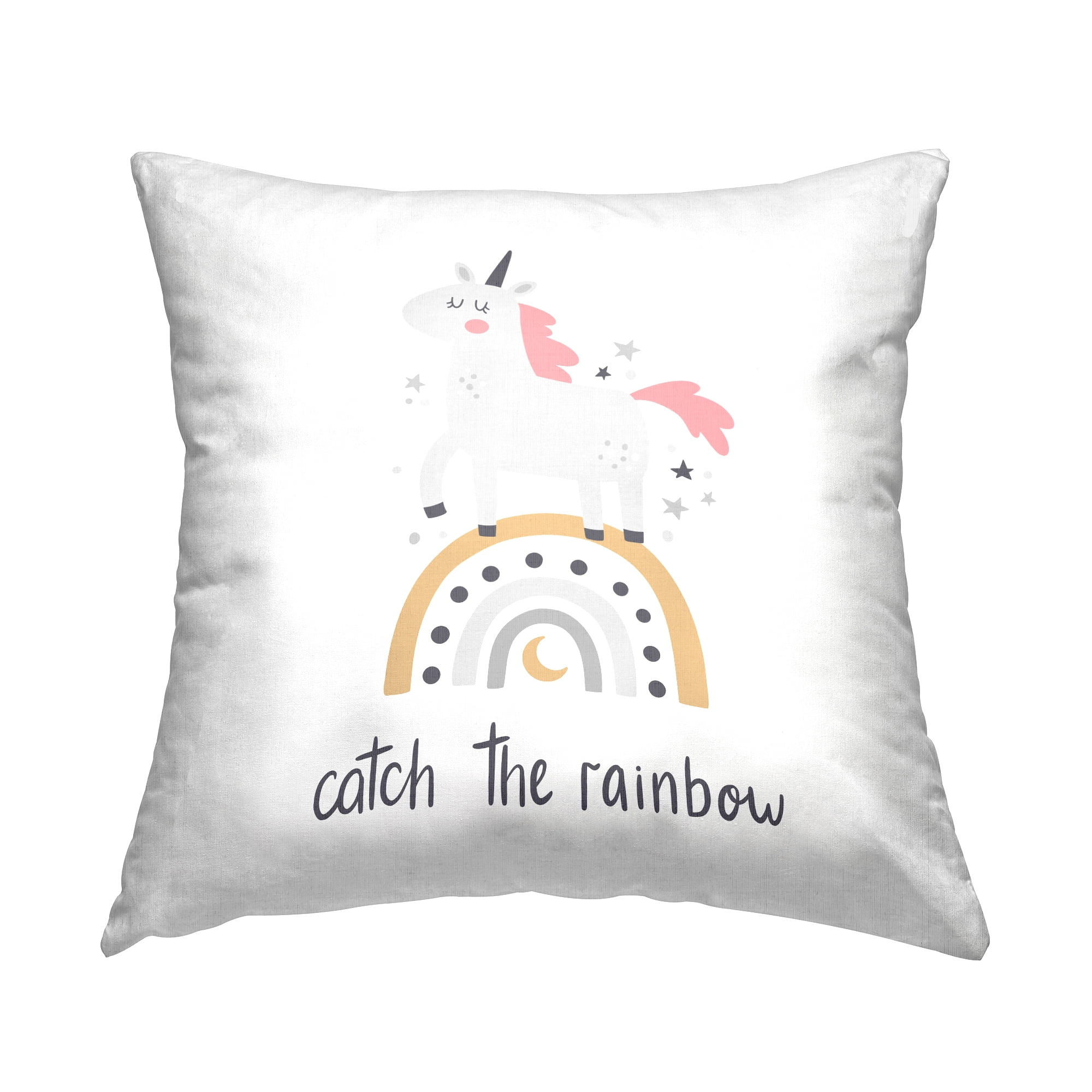 Stupell Industries Catch The Rainbow Phrase Square Decorative Printed Throw Pillow, 18 x 18