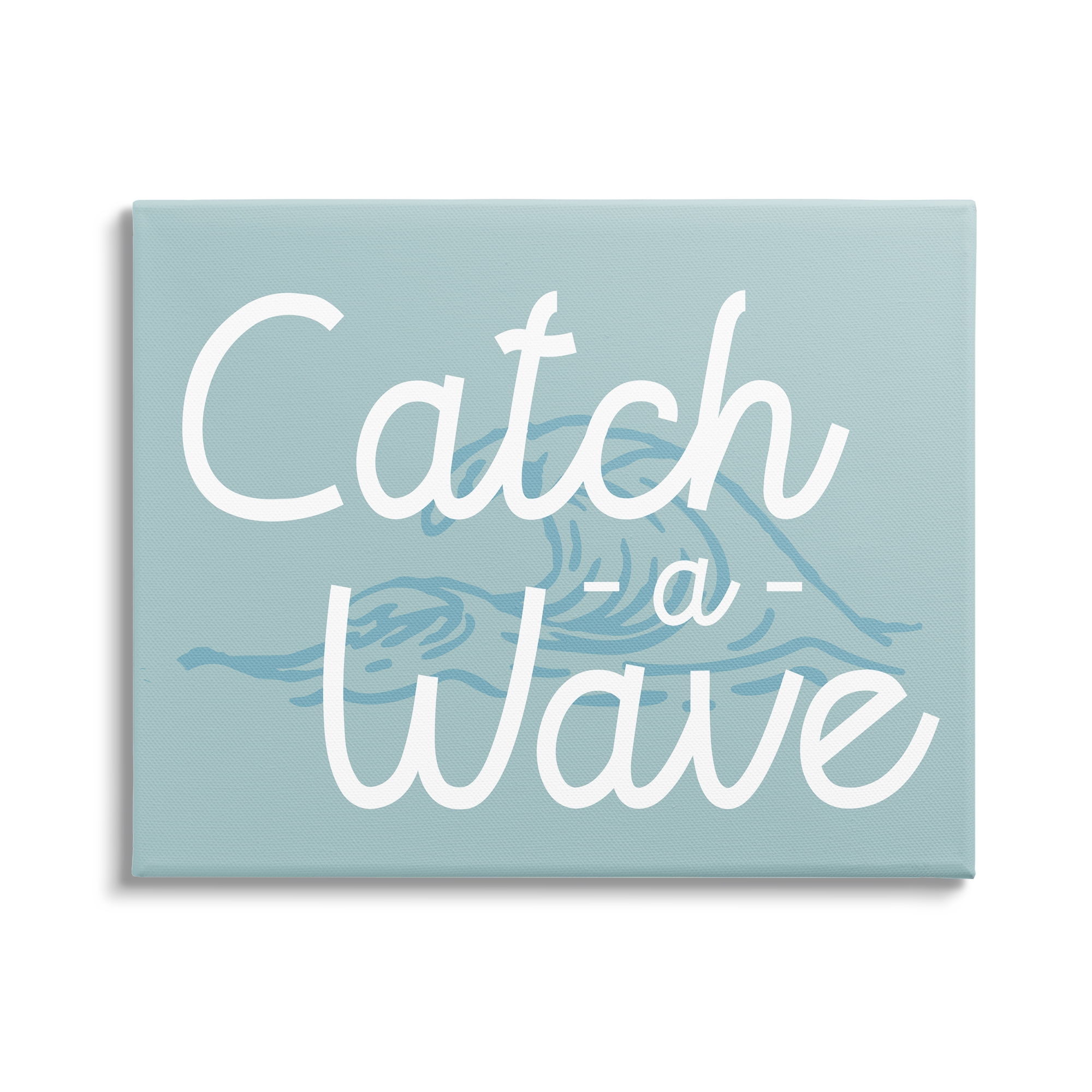 Stupell Industries Catch a Wave Phrase Landscape Painting Gallery Wrapped Canvas Art Print Wall Art, 40 x 30