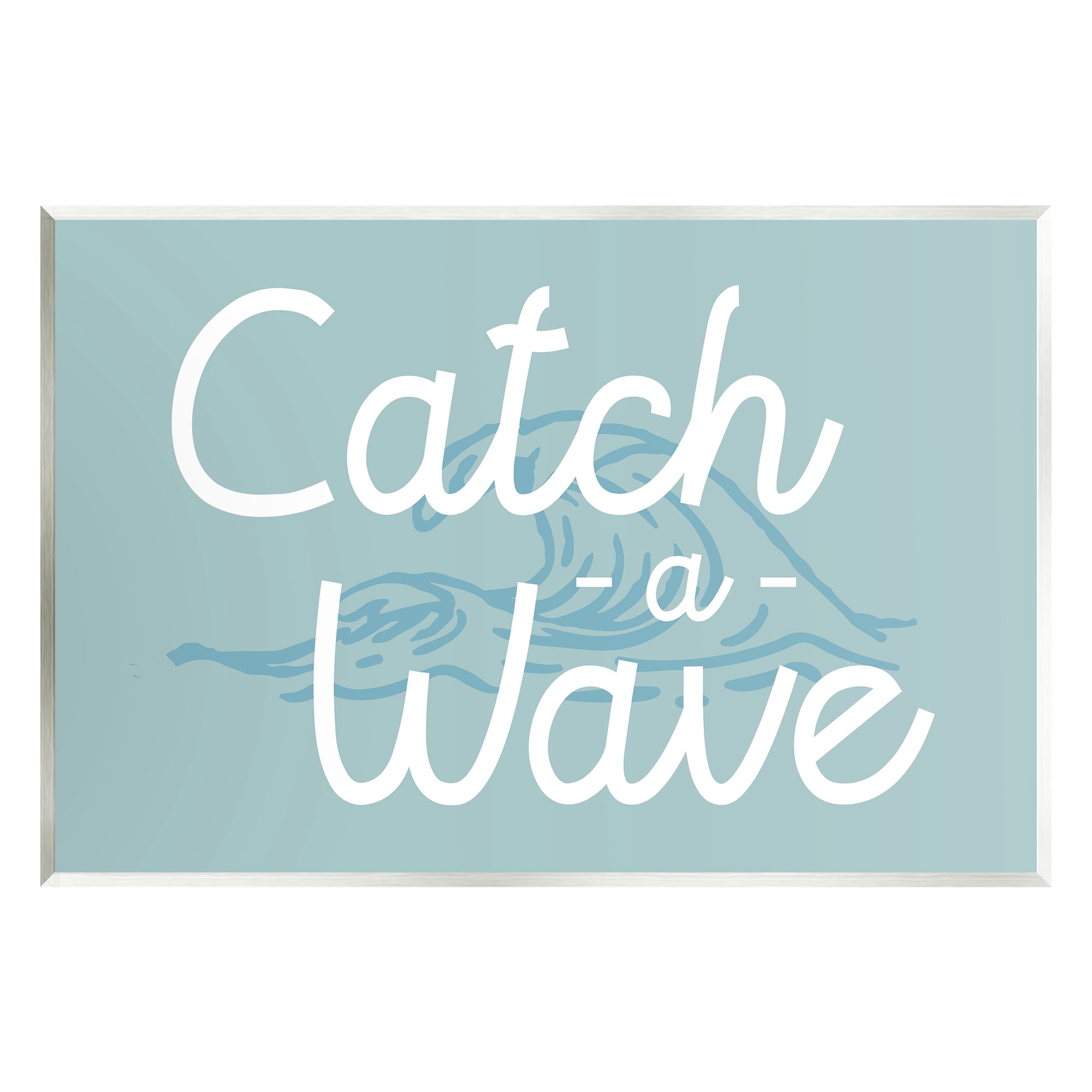 Stupell Industries Catch a Wave Phrase Landscape Painting Unframed Art Print Wall Art, 19 x 13