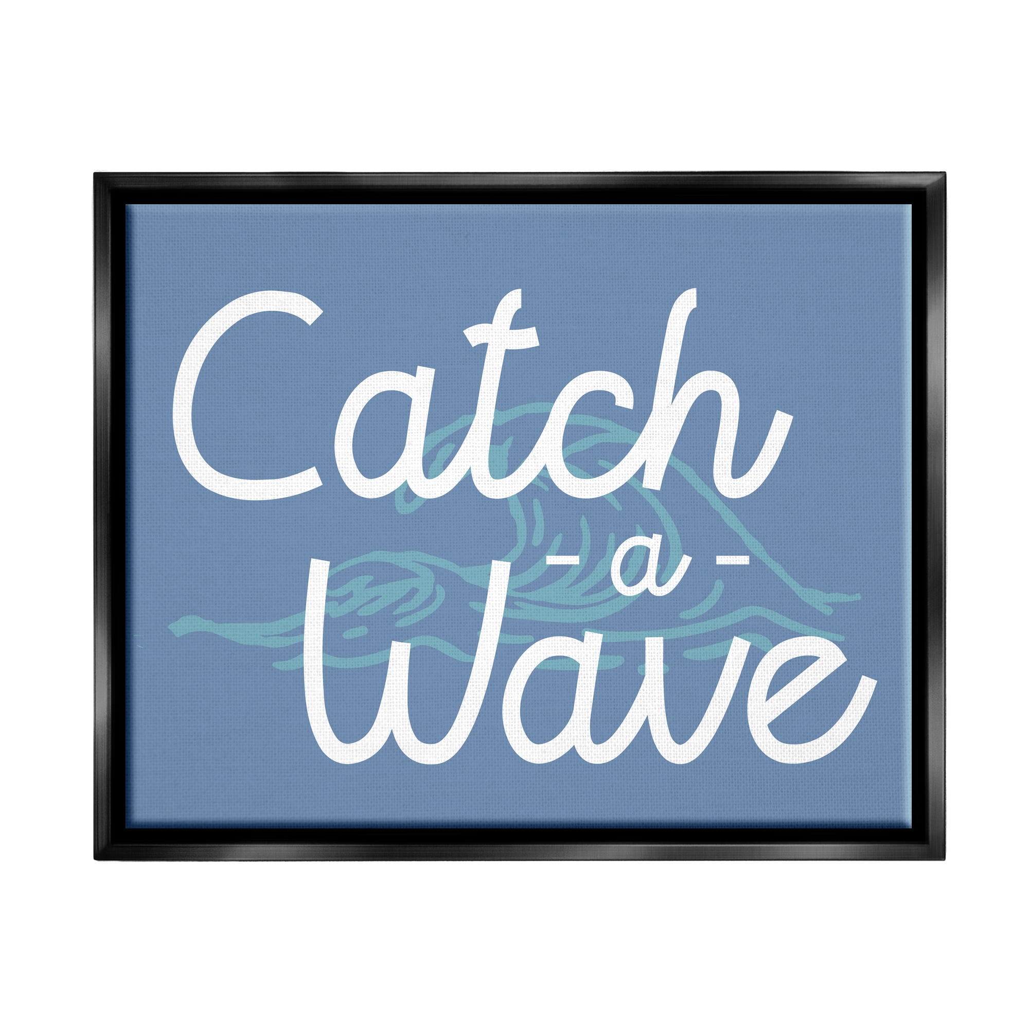 Stupell Industries Catch a Wave on Blue Landscape Painting Black Floater Framed Canvas Art Print Wall Art, 31 x 25