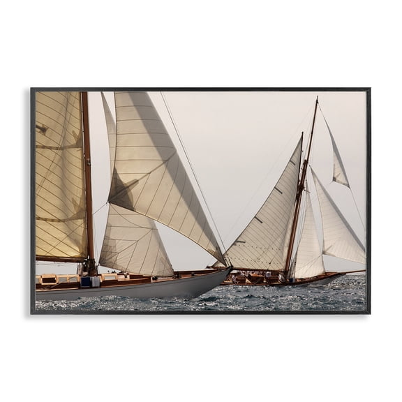 Stupell Industries Catching Up Sea Vessels Black Framed Giclee Art design by Jorge Llovet, 12 x 18