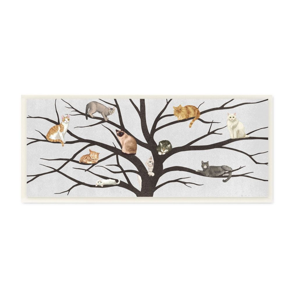 Stupell Industries Cats In The Tree Animal Pet Black Gray Painting Wall Plaque by Ziwei Li