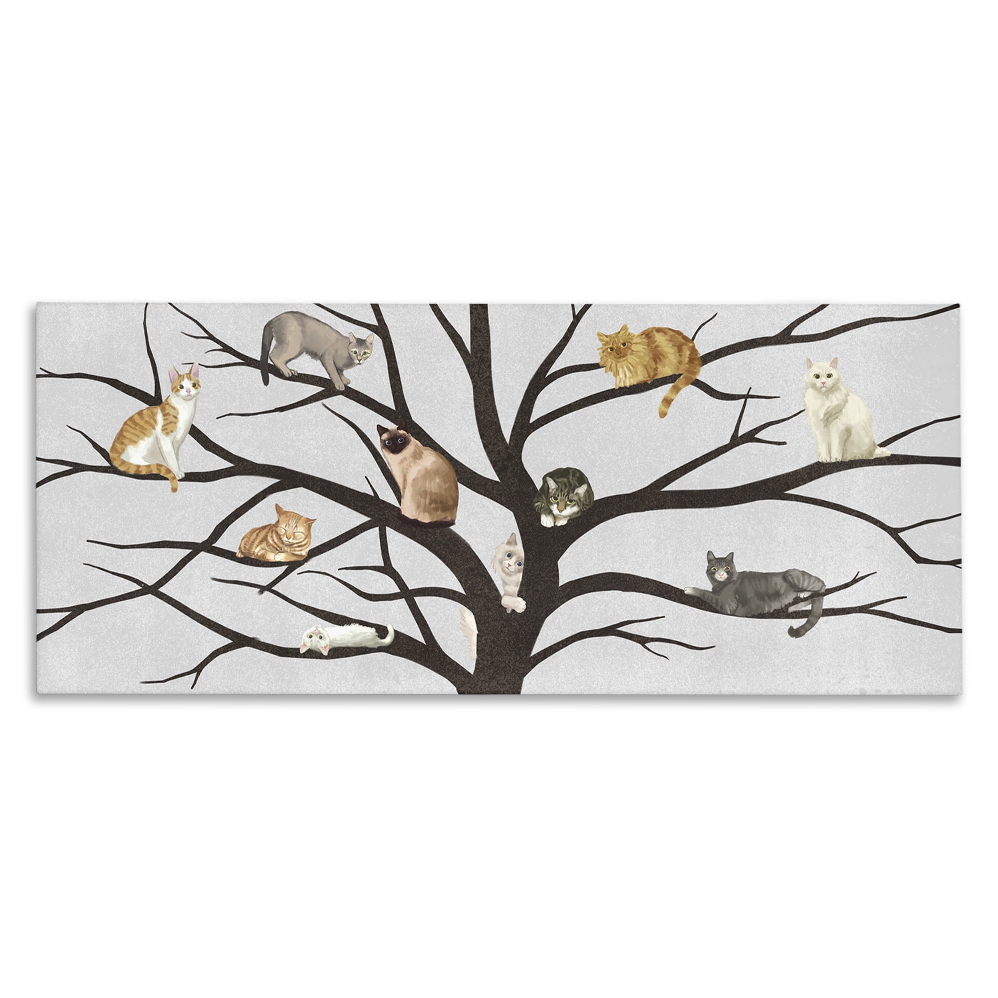 Stupell Industries Cats In Tree Pet Painting Animals & Insects Painting Gallery Wrapped Canvas Art Print Wall Art, 48 x 20