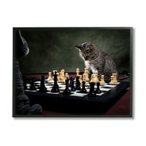 Stupell Industries Cats Playing Chess Animals & Insects Photography Black Framed Art Print Wall Art, 14 x 11