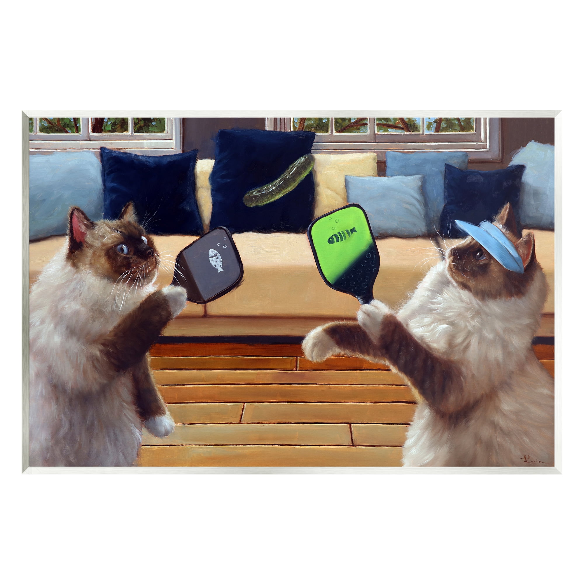 Stupell Industries Cats Playing Ping Pong Animals & Insects Painting Unframed Art Print Wall Art, 15 x 10