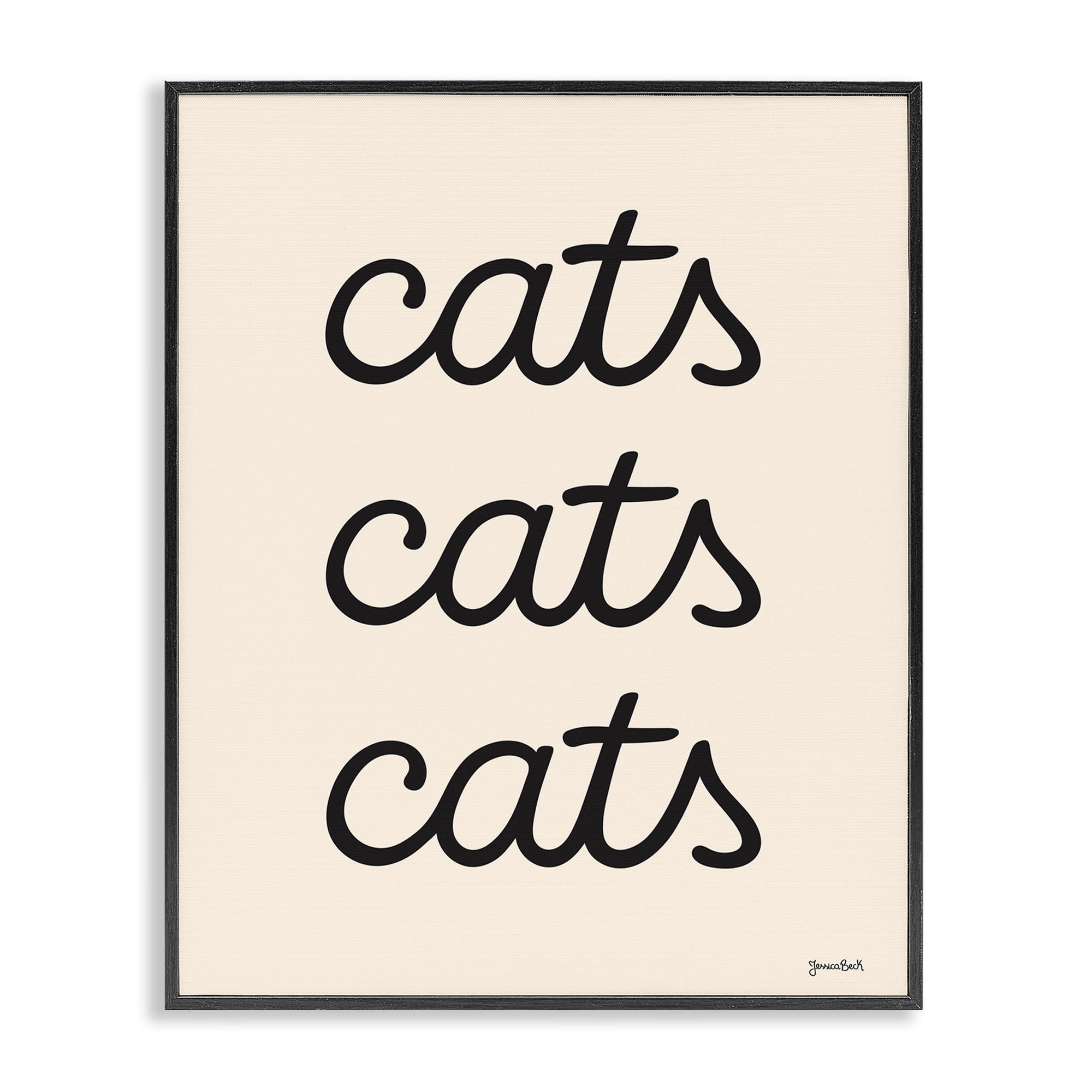Stupell Industries Cats Repeating Script Animals Painting Black Framed Art Print Wall Art, 11 x 14