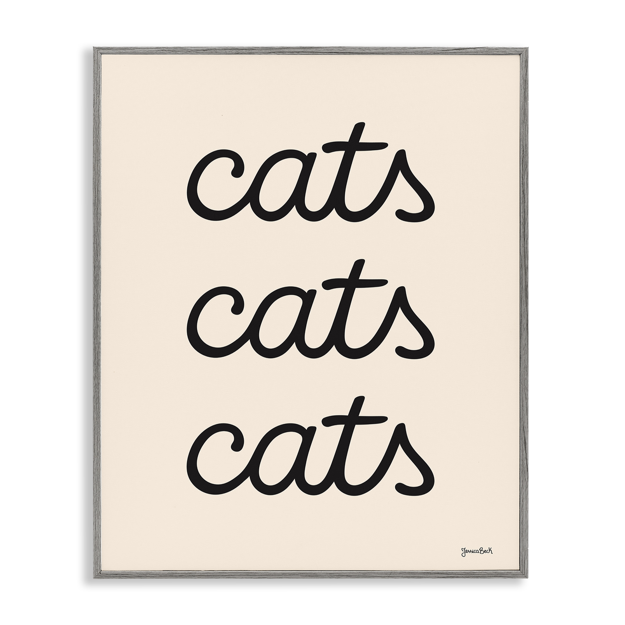 Stupell Industries Cats Repeating Script Animals Painting Gray Framed Art Print Wall Art, 11 x 14