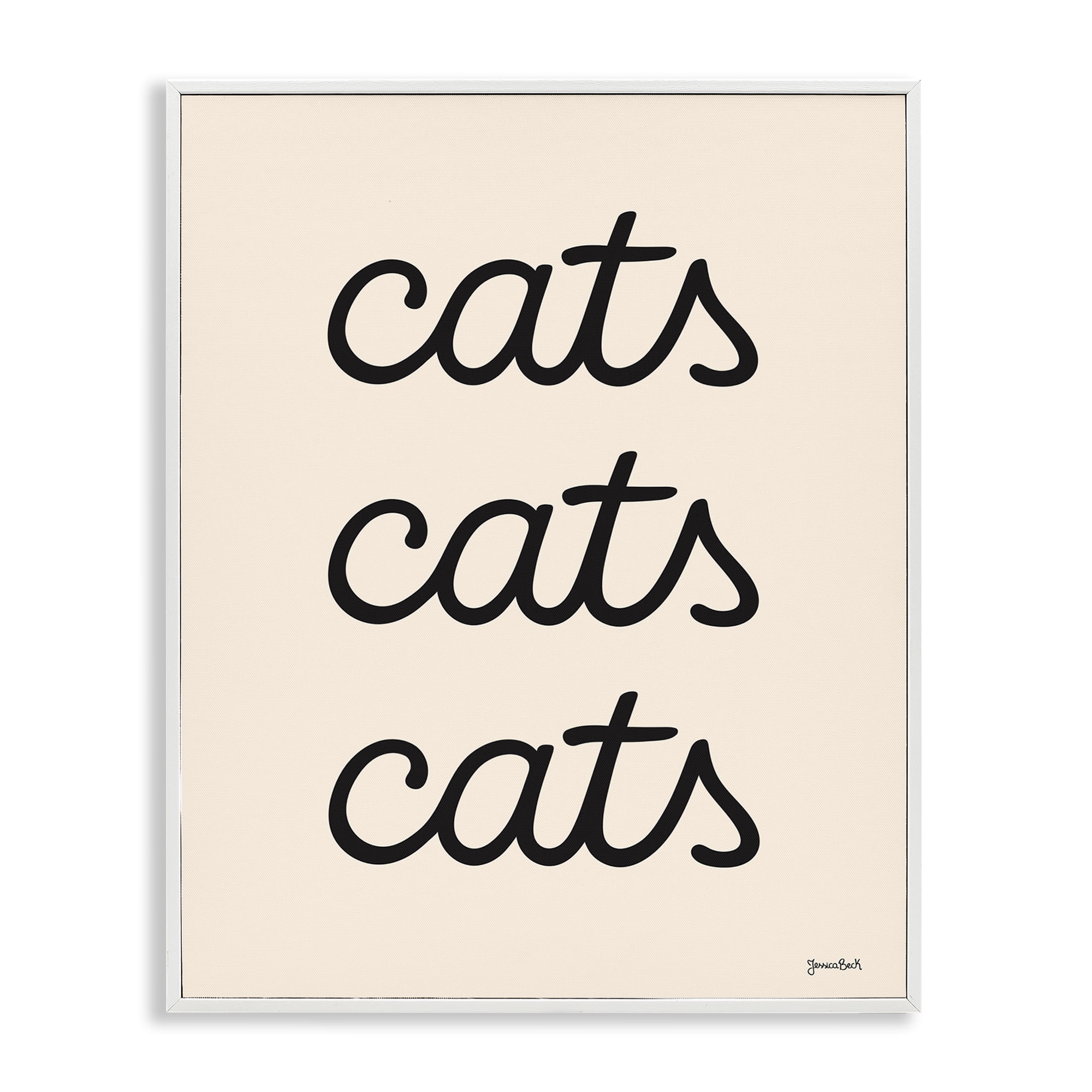 Stupell Industries Cats Repeating Script Animals Painting White Framed Art Print Wall Art, 16 x 20