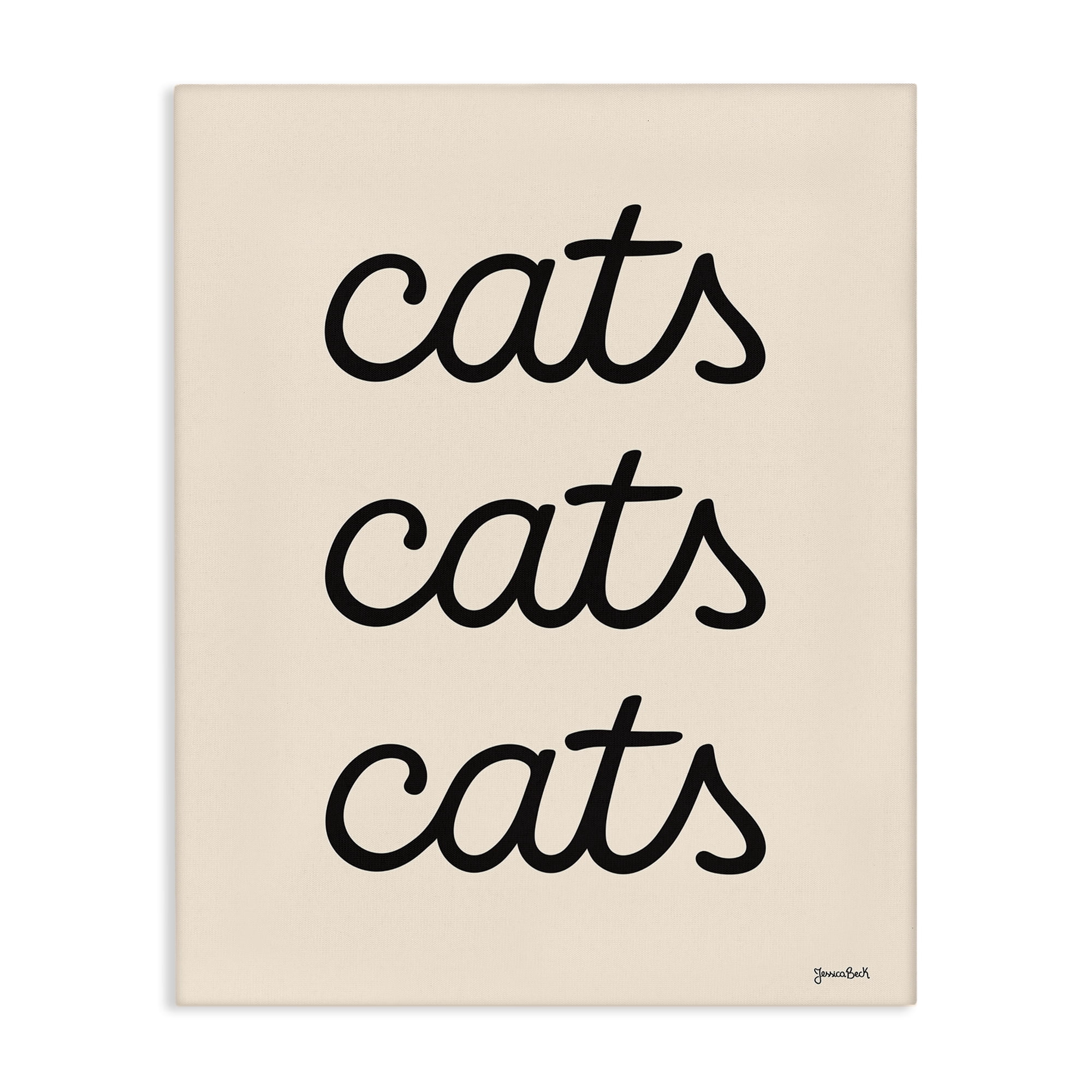 Stupell Industries Cats Repeating Script Animals Painting Wrapped Canvas Art Print Wall Art, 36 x 48