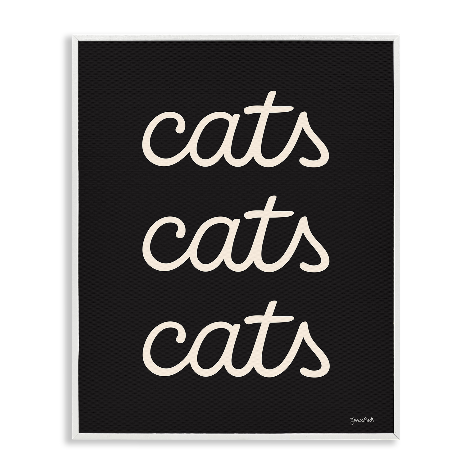 Stupell Industries Cats Repeating Typography Animals Painting White Framed Art Print Wall Art, 24 x 30