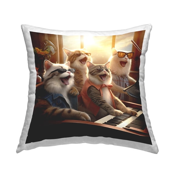 Stupell Industries Cats Singing with Piano Decorative Printed Throw Pillow Design by Jim Baldwin