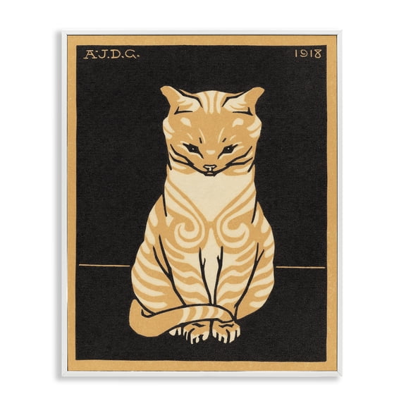 Stupell Industries Cats Vintage Poster White Framed Giclee Art design by Julie de Graag, 20 x 16