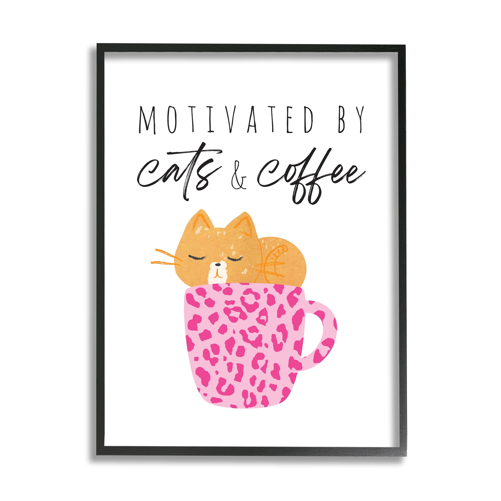 Motivated by Cats and Coffee Pink Cheetah Print Wall Art
