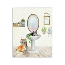 Stupell Industries Cats in Bathroom Scene Bath & Laundry Painting Unframed Art Print Wall Art, 11 x 14