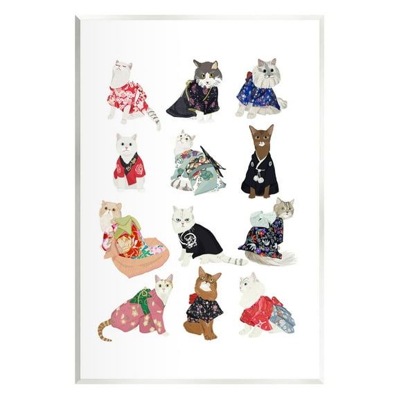 Stupell Industries Cats in Traditional Kimono Animals & Insects Painting Unframed Art Print Wall Art, 10 x 15