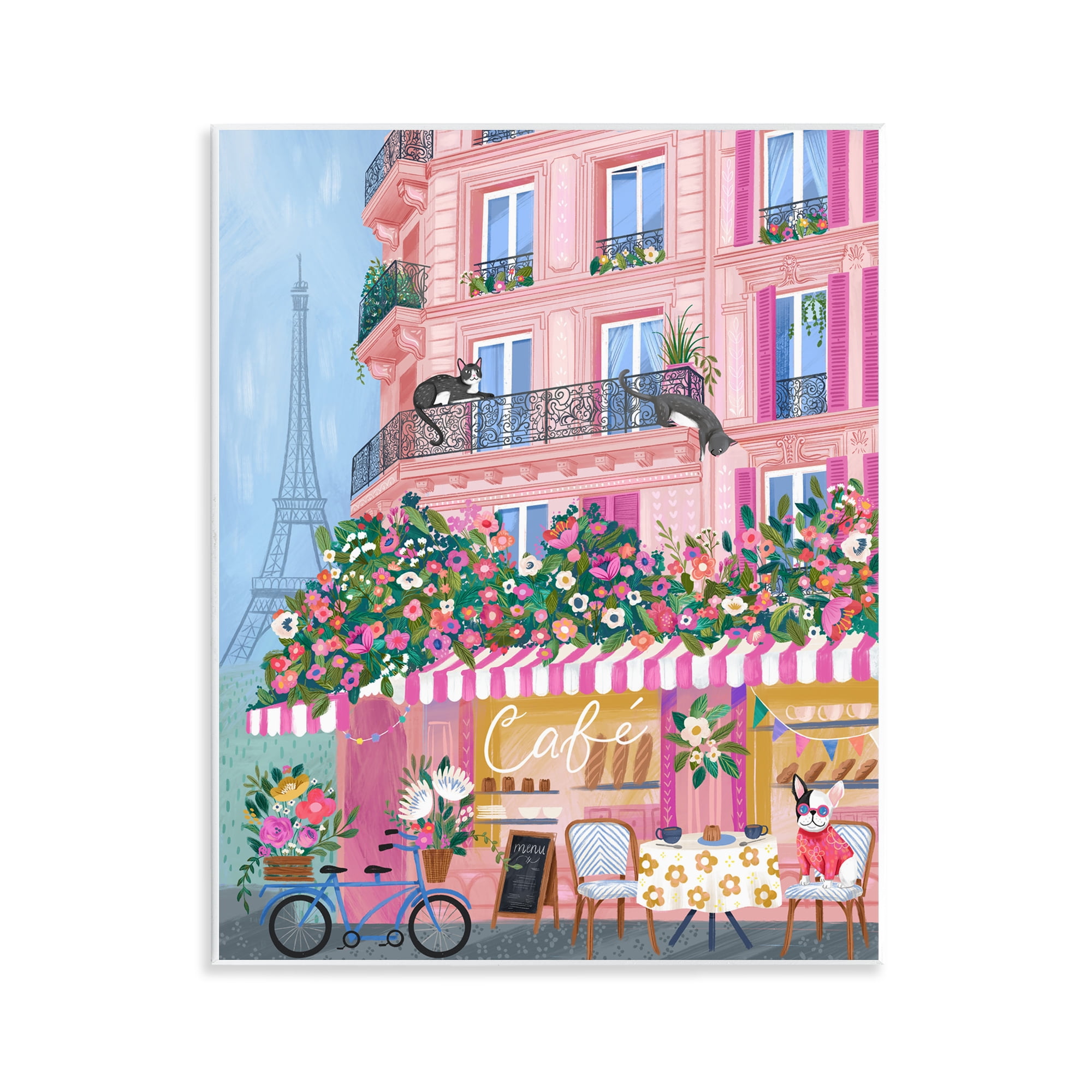 Stupell Industries Cats on Cafe Balcony Wall Plaque Art, design by Arrolynn Weiderhold
