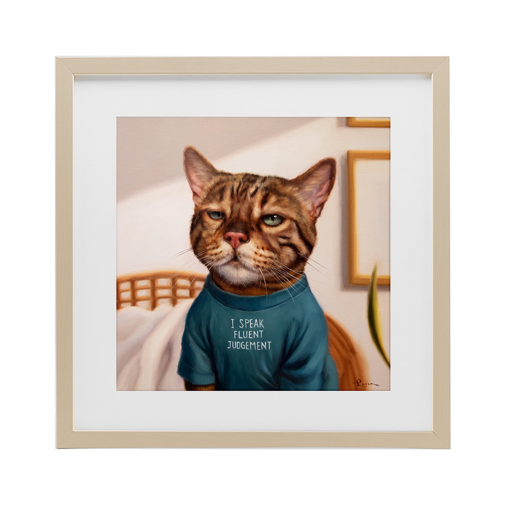 Stupell Industries Cattitude Speak Fluent Judgement Birch Framed Print Under Glass, design by Lucia Heffernan
