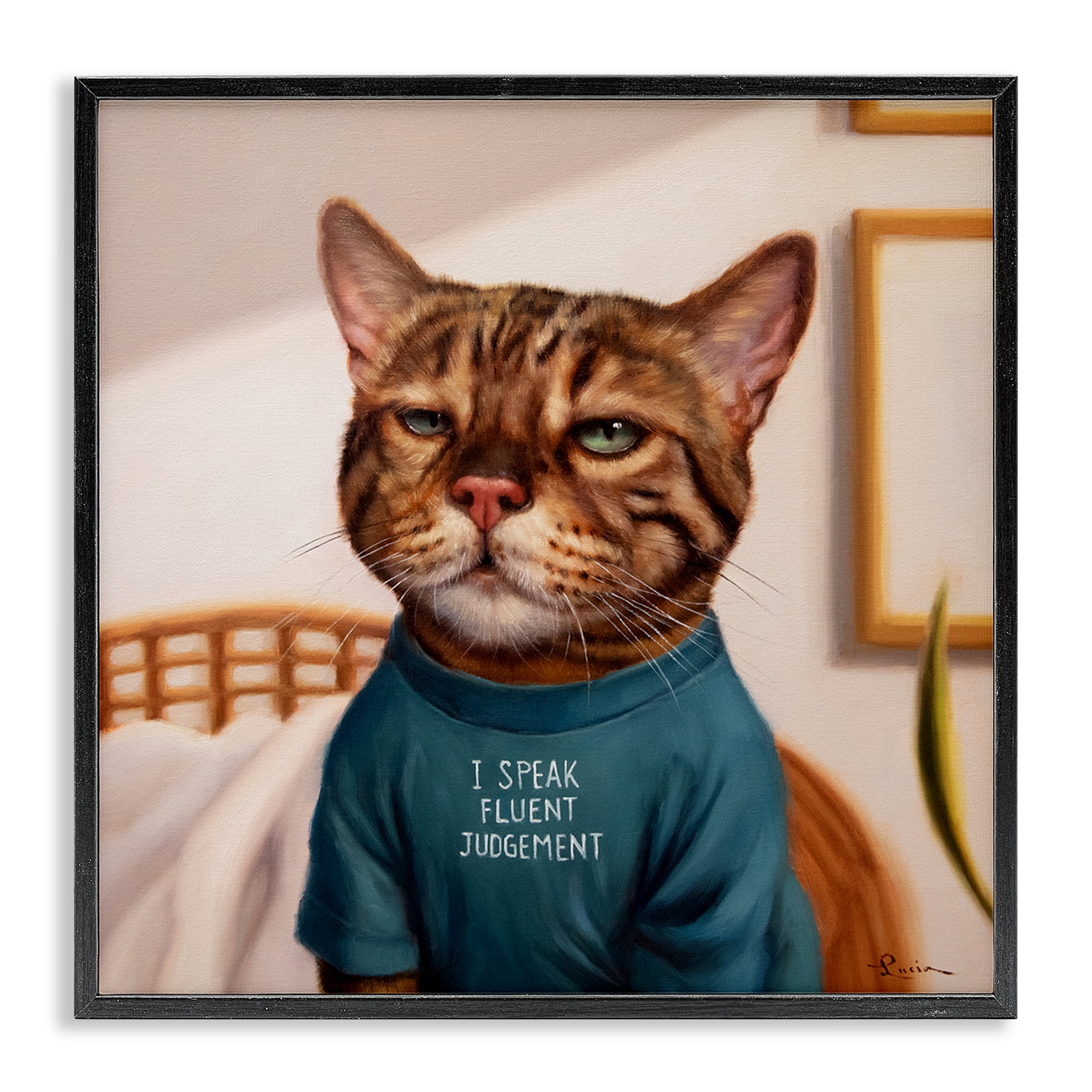 Stupell Industries Cattitude Speak Fluent Judgement Black Framed Giclee Art, design by Lucia Heffernan