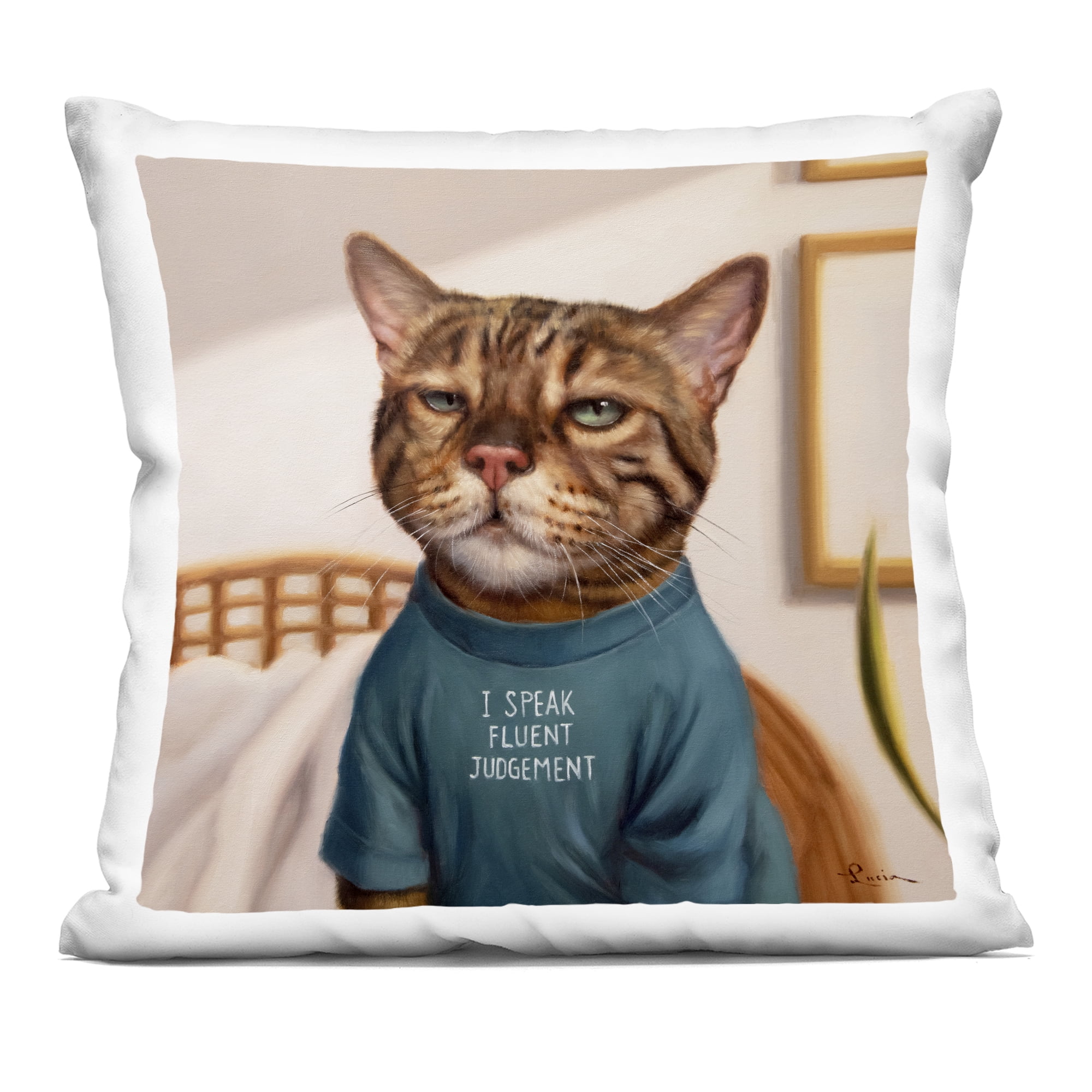 Stupell Industries Cattitude Speak Fluent Judgement Decorative Printed Throw Pillow, design by Lucia Heffernan, 18 x 7 x 18