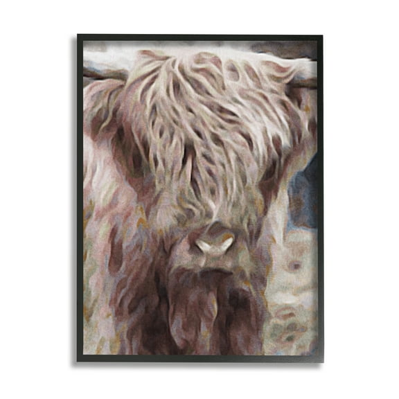Stupell Industries Cattle Abstract Portrait Animals & Insects Painting Black Framed Art Print Wall Art, 11 x 14