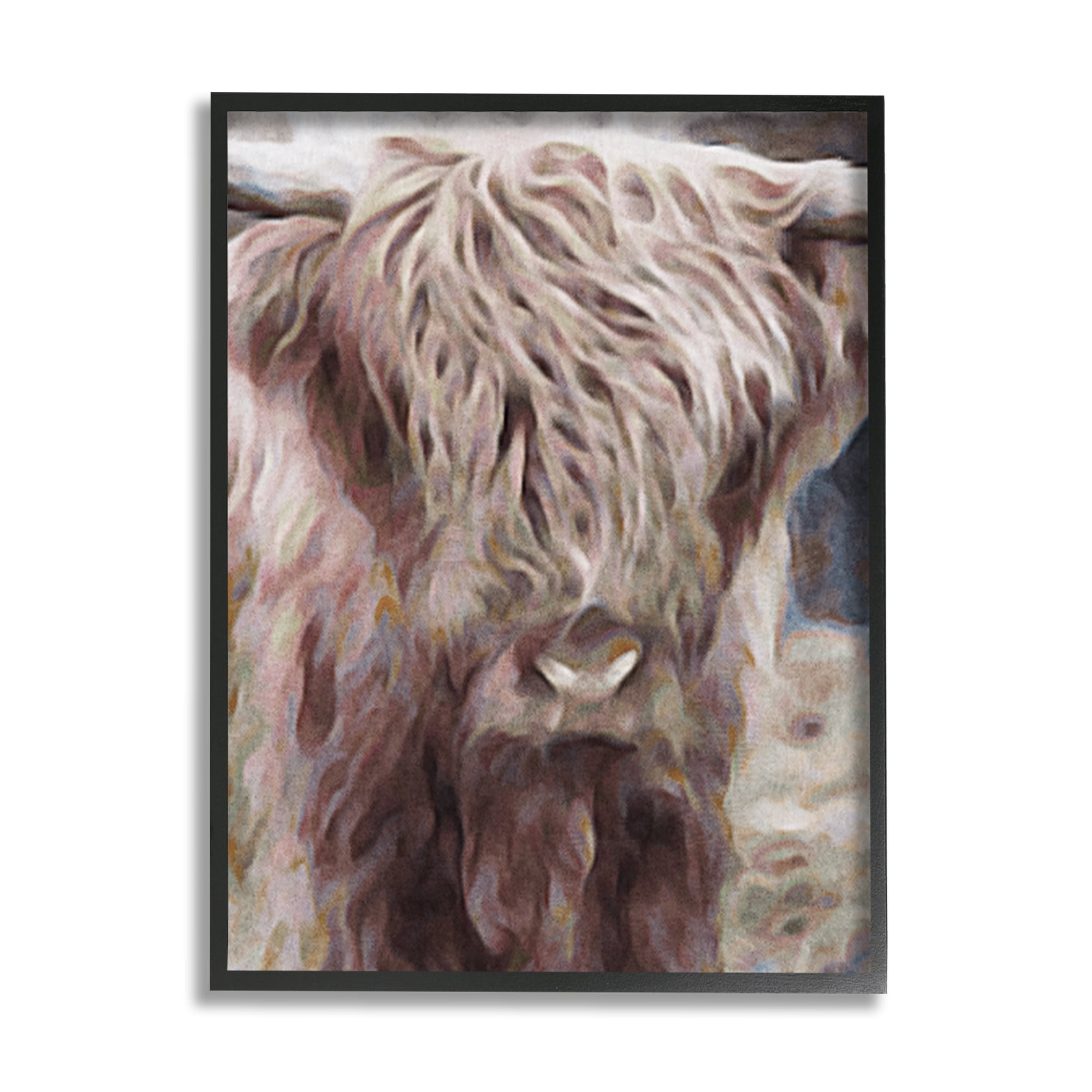 Stupell Industries Cattle Abstract Portrait Animals & Insects Painting Black Framed Art Print Wall Art, 24 x 30