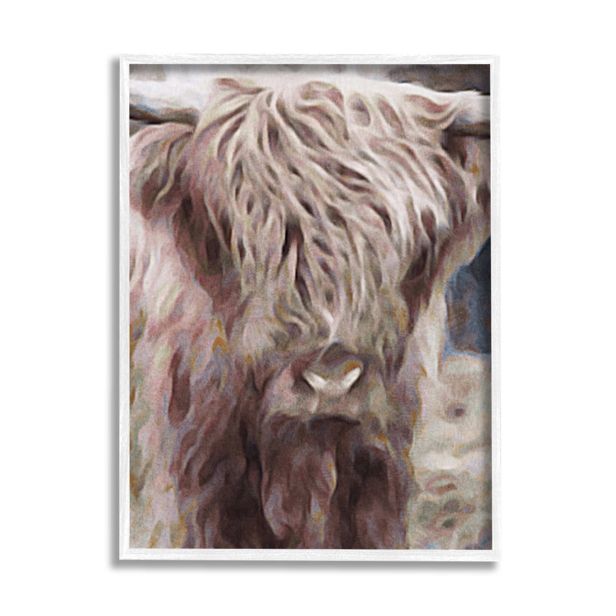 Stupell Industries Cattle Abstract Portrait Animals & Insects Painting White Framed Art Print Wall Art, 11 x 14