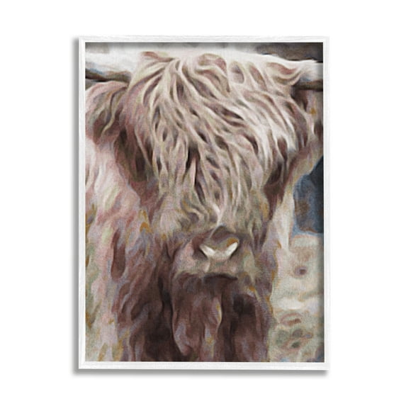 Stupell Industries Cattle Abstract Portrait Animals & Insects Painting White Framed Art Print Wall Art, 16 x 20
