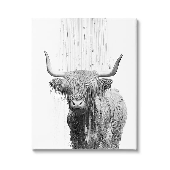 Stupell Industries Cattle Bathroom Splash Animals & Insects Painting Gallery Wrapped Canvas Art Print Wall Art, 24 x 30