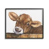 Stupell Industries Cattle Calf Gazing Animals & Insects Painting Black Framed Art Print Wall Art, 14 x 11