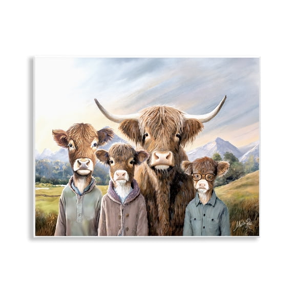 Stupell Industries Cattle Family Portrait Novelty & Humor Painting Unframed Art Print Wall Art, 14 x 11