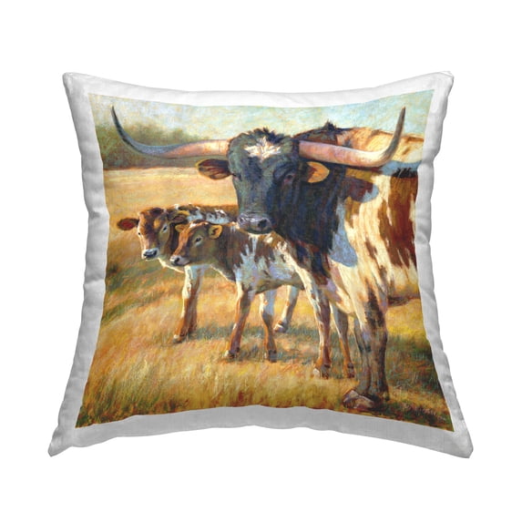 Stupell Industries Cattle Family Rural Farmland Printed Throw Pillow Design by Rita Kirkman