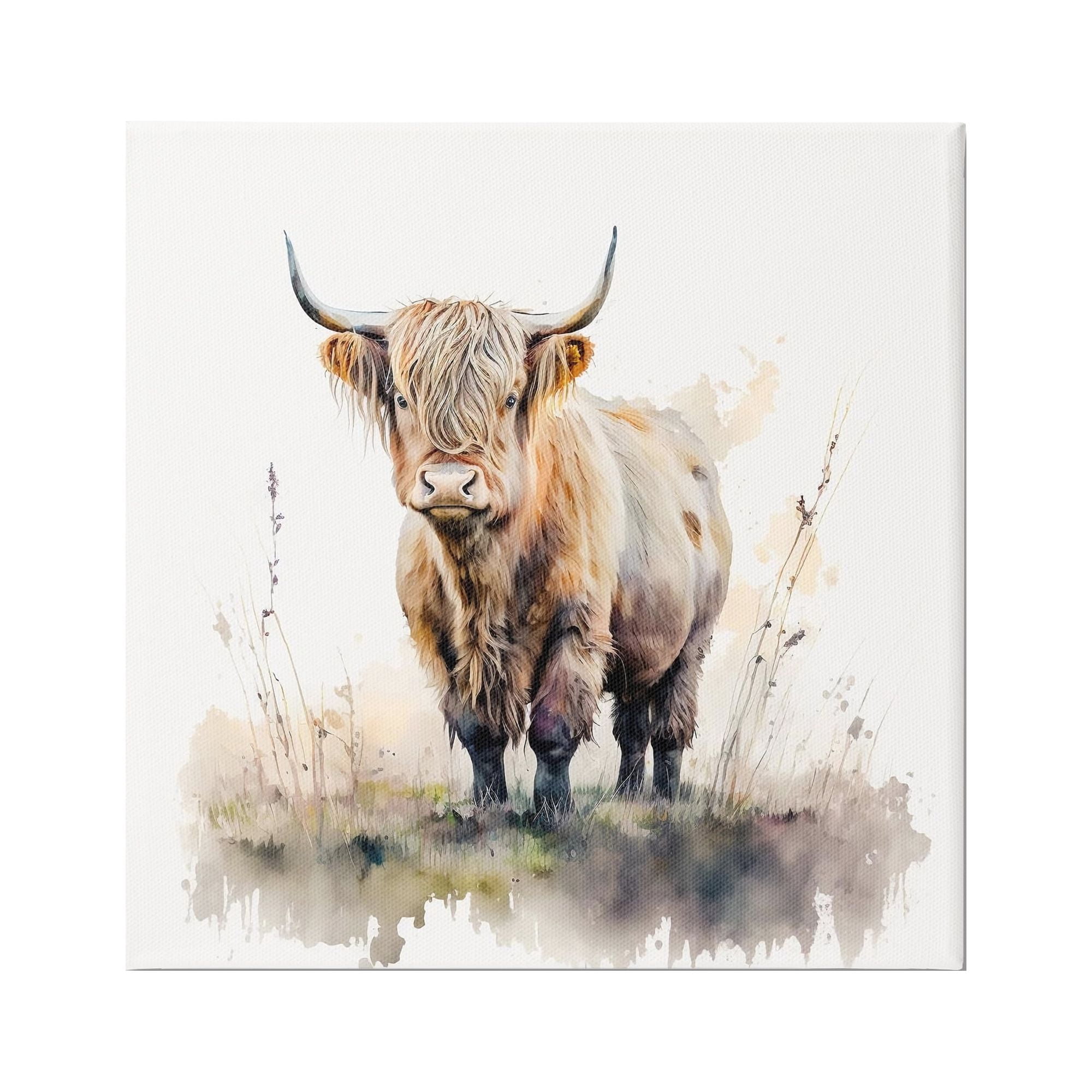 Stupell Industries Cattle & Modern Sprouts Animals & Insects Painting Gallery Wrapped Canvas Art Print Wall Art, 36 x 36