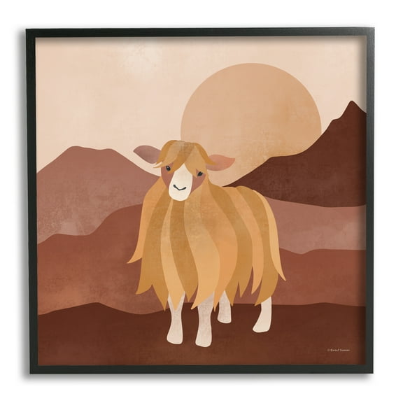 Stupell Industries Cattle Mountains Landscape Animals & Insects Painting Black Framed Art Print Wall Art, 12 x 12