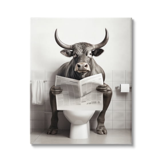 Stupell Industries Cattle Reading Newspaper Animals & Insects Painting Gallery Wrapped Canvas Art Print Wall Art, 36 x 48