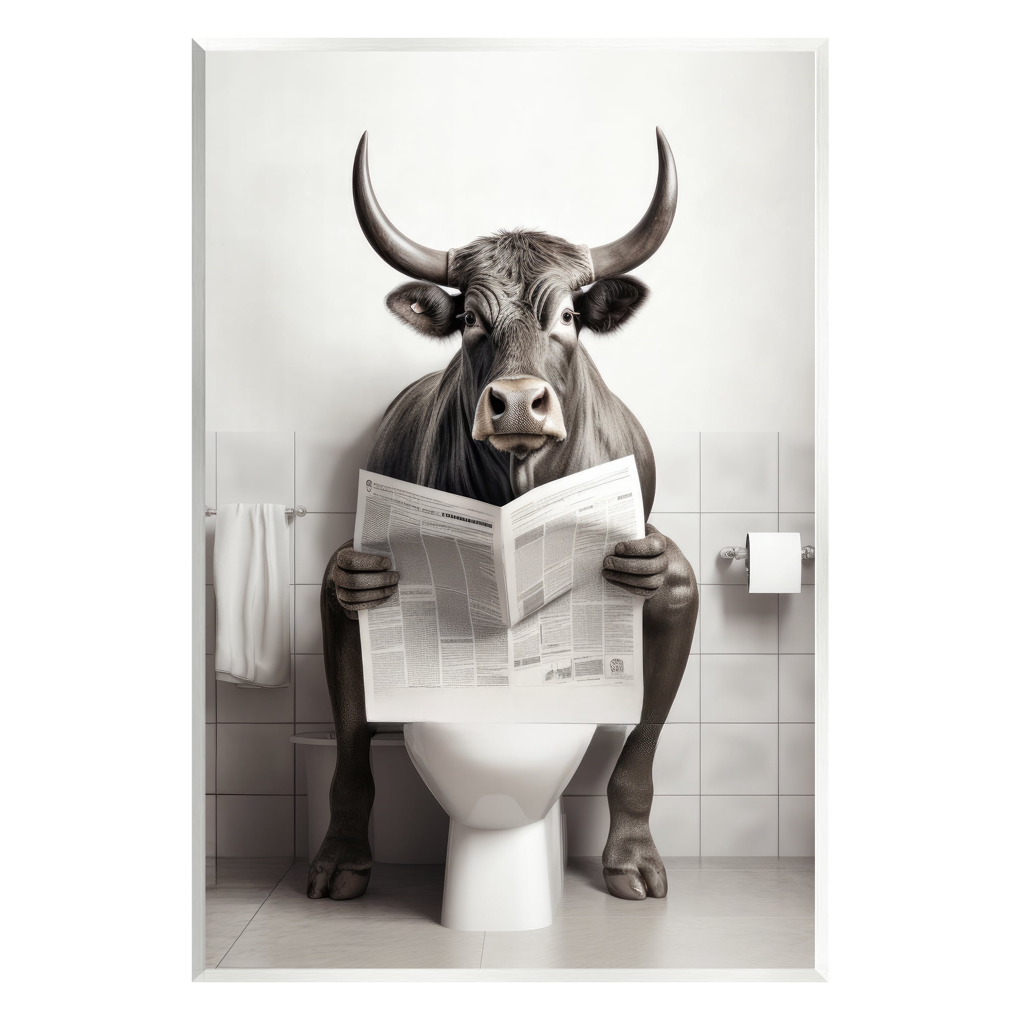 Stupell Industries Cattle Reading Newspaper Animals & Insects Painting Unframed Art Print Wall Art, 13 x 19