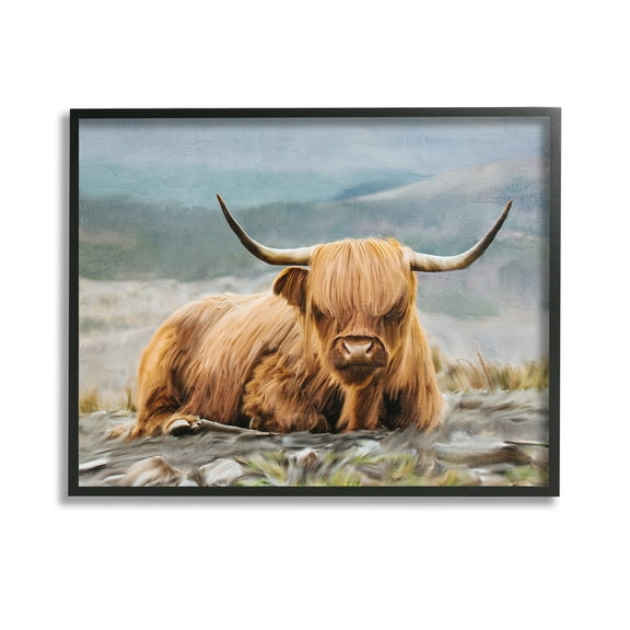 Stupell Industries Cattle Resting in Nature Animals & Insects Photography Black Framed Art Print Wall Art, 14 x 11