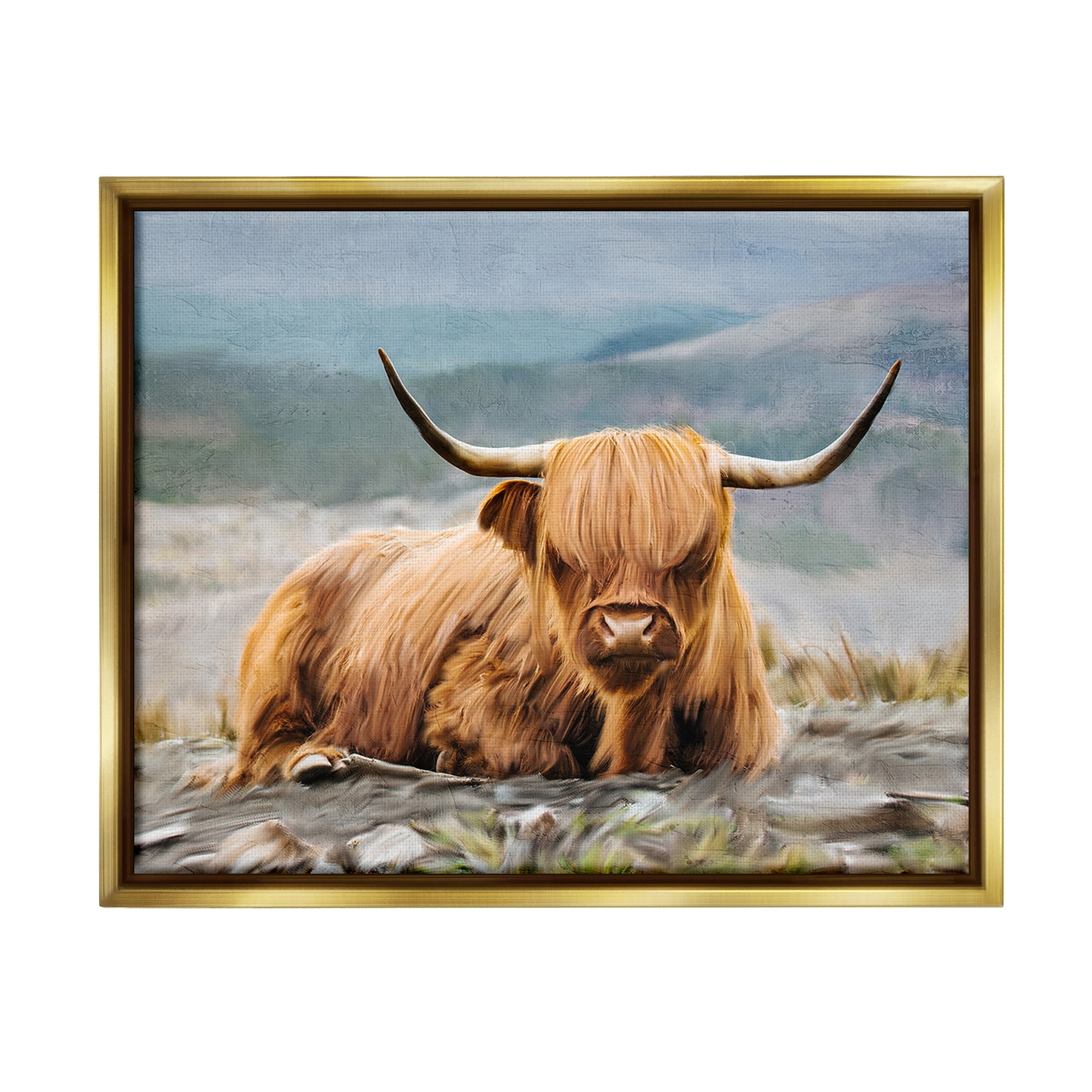 Stupell Industries Cattle Resting in Nature Animals & Insects Photography Gold Floater Framed Canvas Art Print Wall Art, 31 x 25