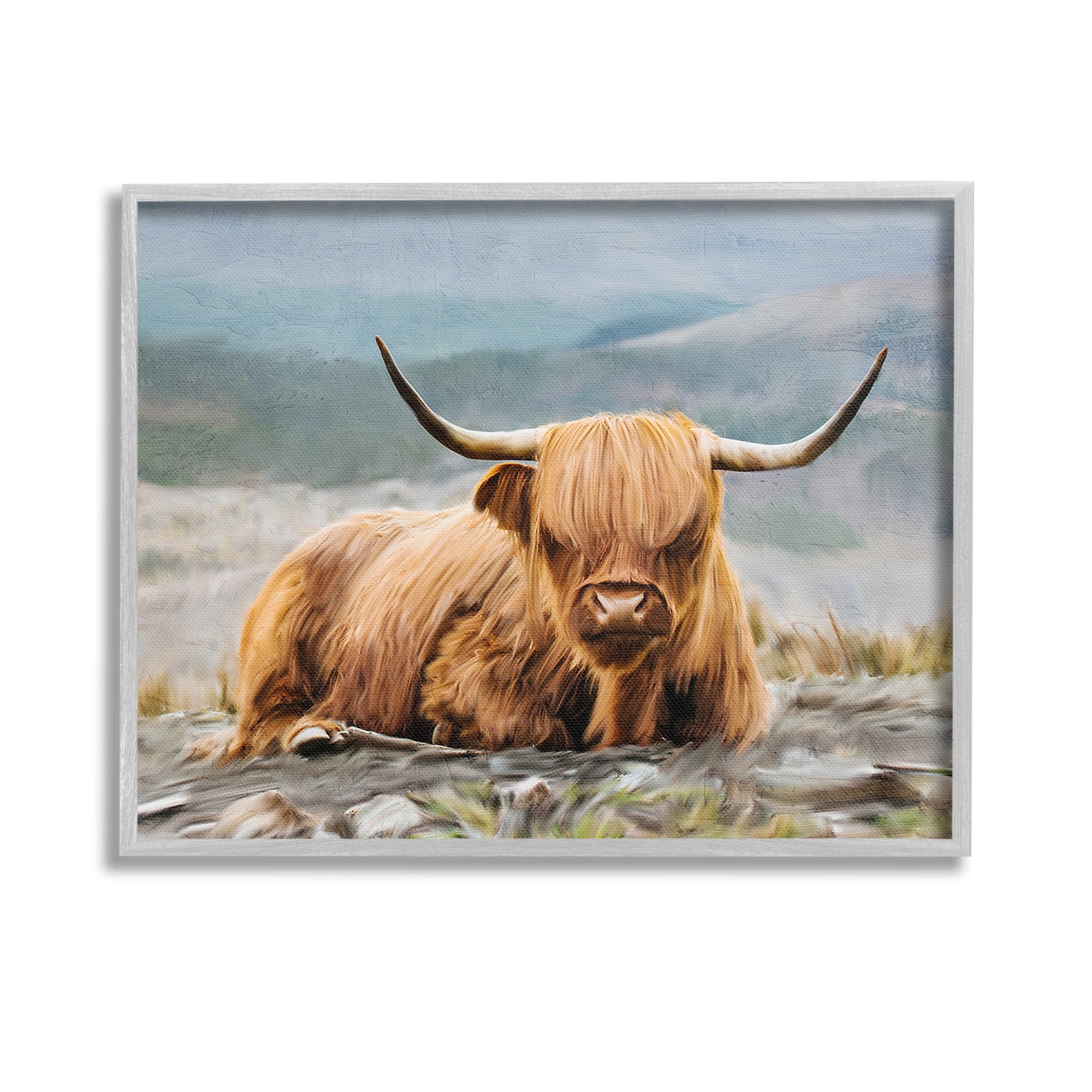 Stupell Industries Cattle Resting in Nature Animals & Insects Photography Gray Framed Art Print Wall Art, 14 x 11