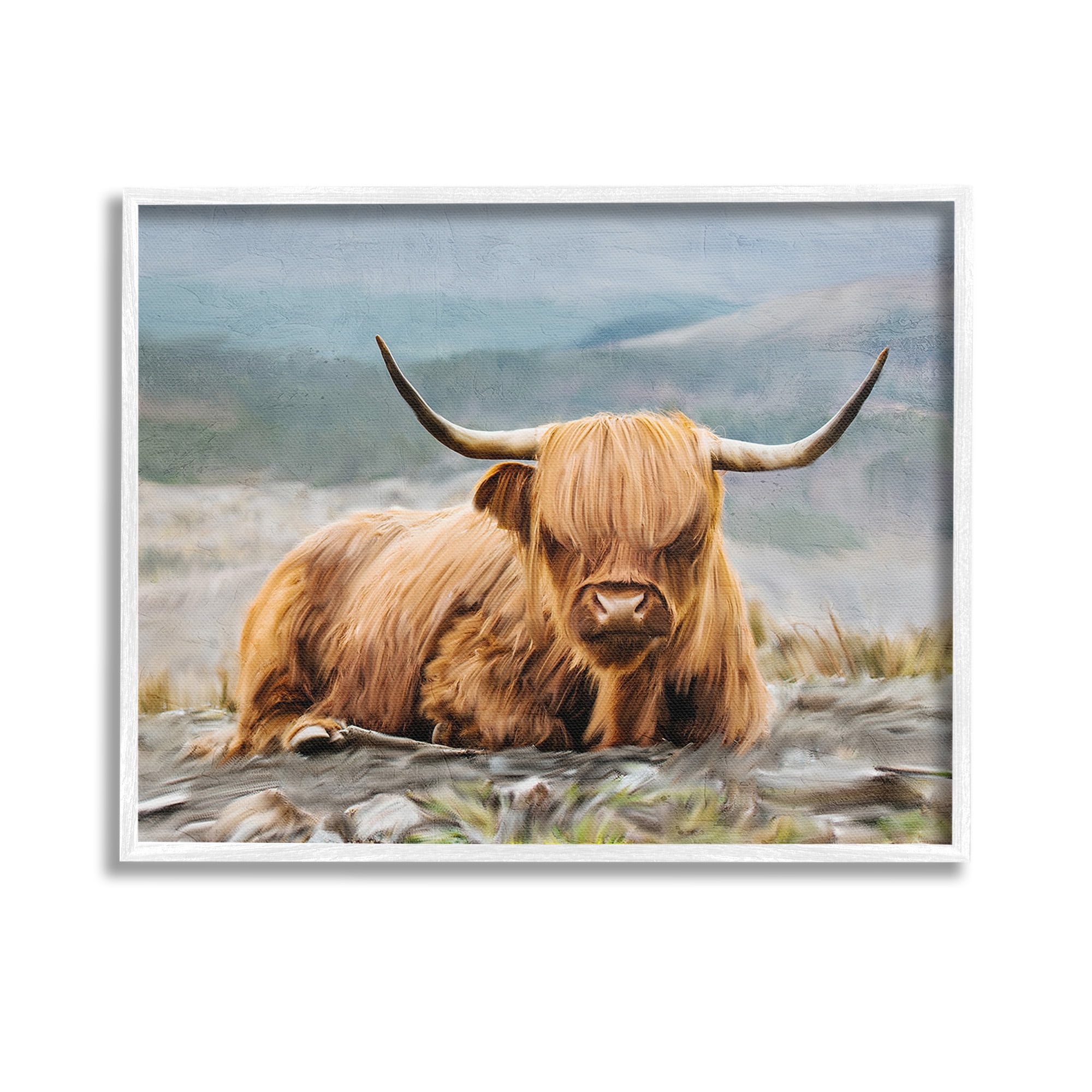 Stupell Industries Cattle Resting in Nature Animals & Insects Photography White Framed Art Print Wall Art, 14 x 11