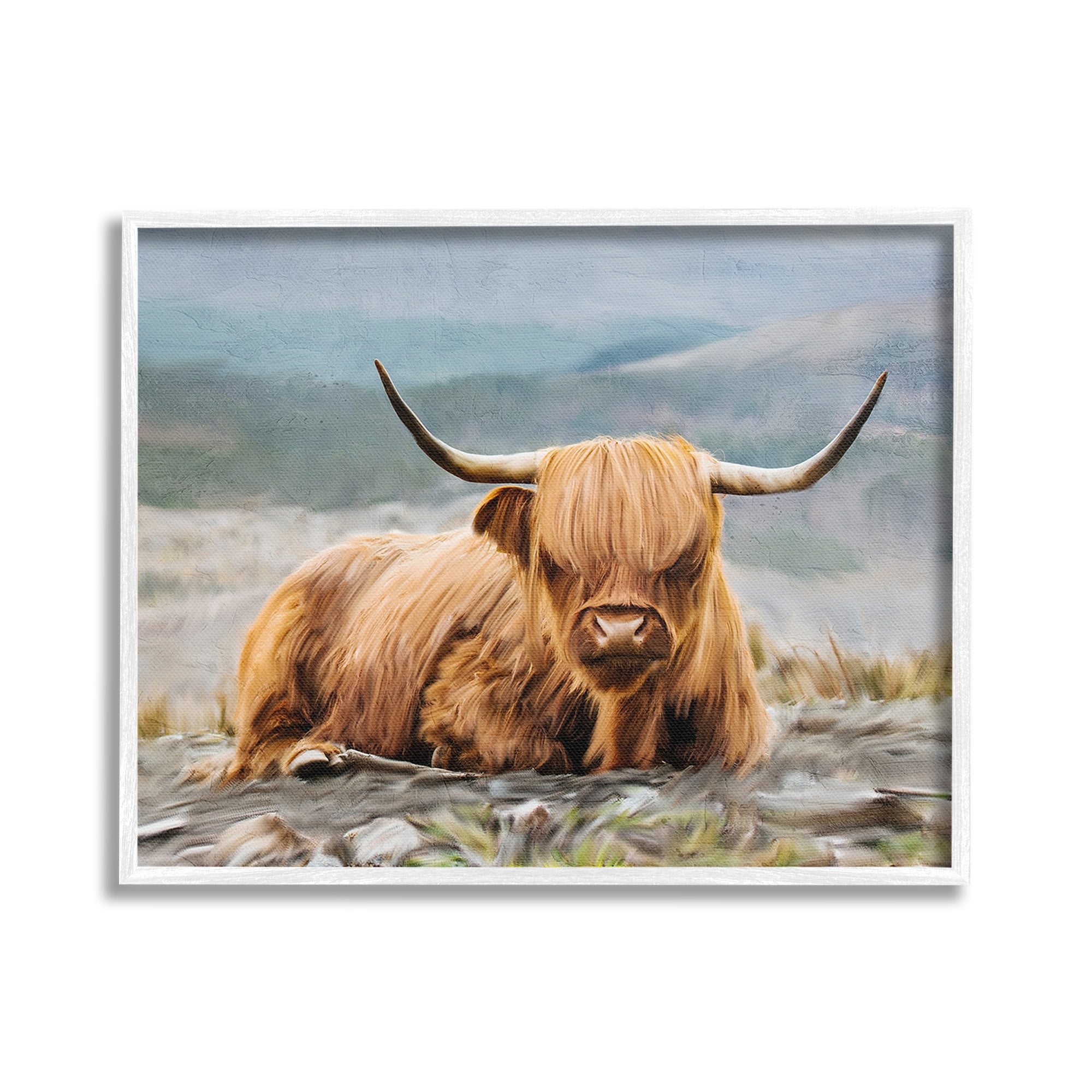 Stupell Industries Cattle Resting in Nature Animals & Insects Photography White Framed Art Print Wall Art, 20 x 16