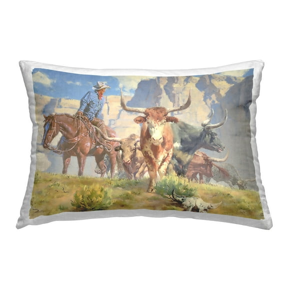 Stupell Industries Cattle Roundup Landscape Decorative Printed Throw Pillow Design by Steve Hunziker