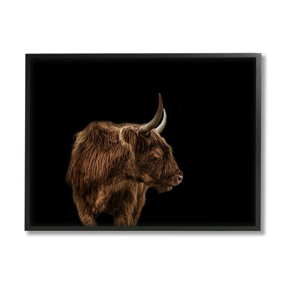 Stupell Industries Cattle Side Portrait Minimal Modern Farm Animals & Insects Photography Black Framed Art Print Wall Art, 16 x 20